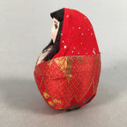 Japanese Kokeshi Doll Vtg Figurine Hina Doll Hime Daruma Red kimono KF531