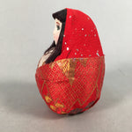 Japanese Kokeshi Doll Vtg Figurine Hina Doll Hime Daruma Red kimono KF531