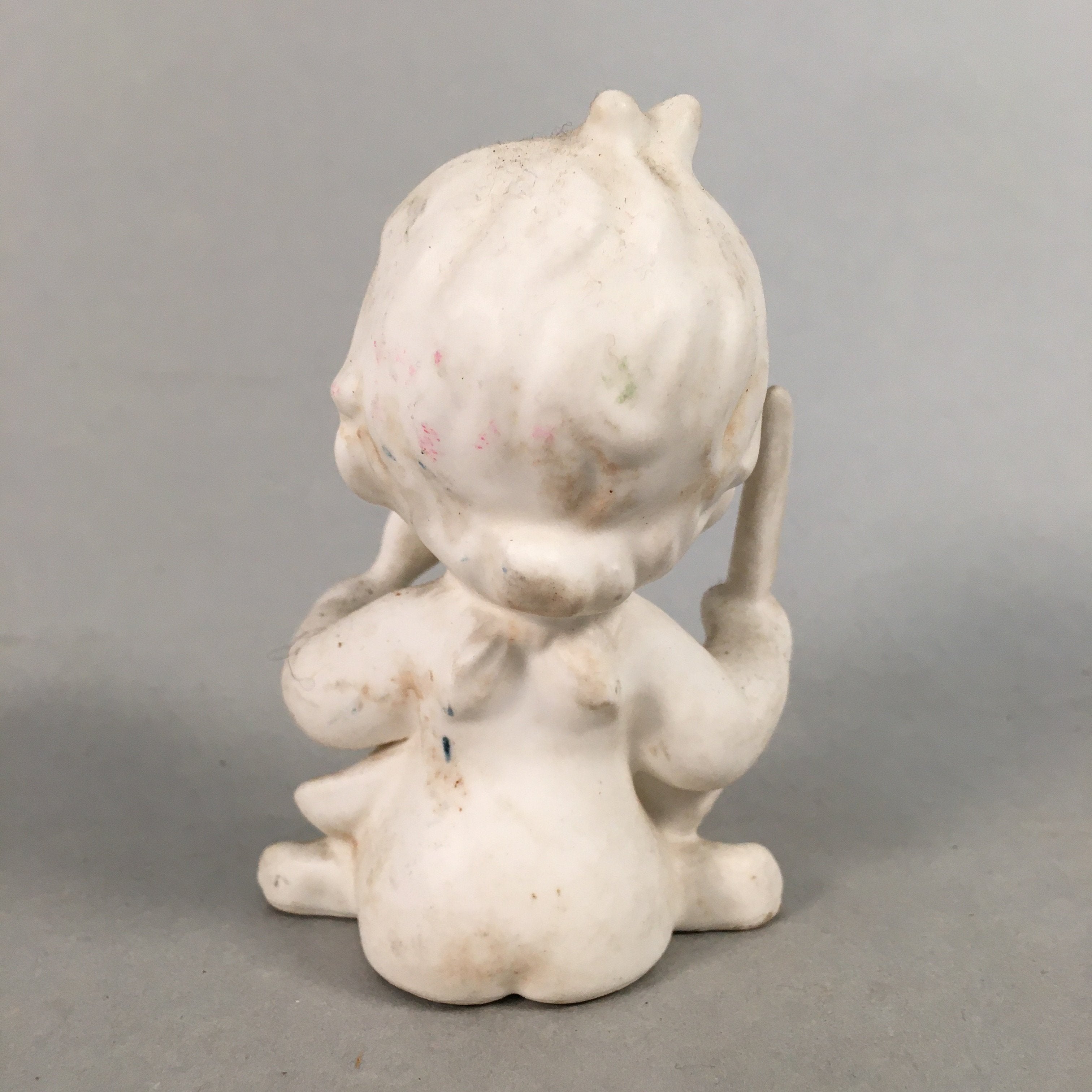 Japanese Kokeshi Doll Vtg Figurine Porcelain Baby Angel White KF526