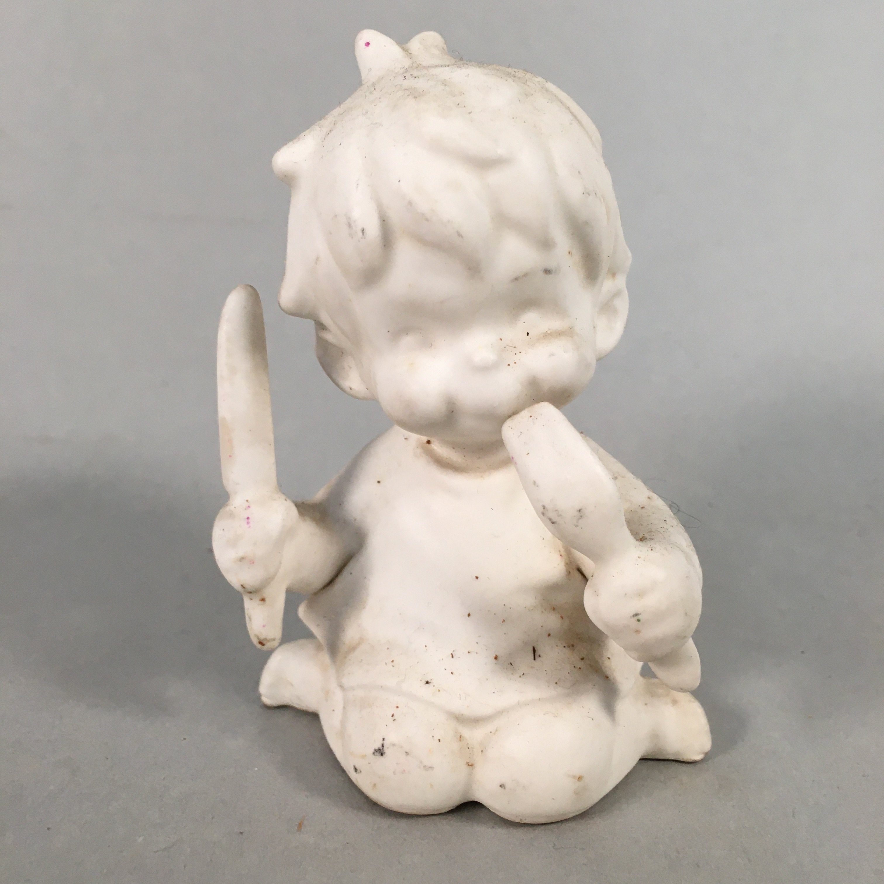 Vtg Composite Tiny Miniature Asian baby Figurines 2 L Japan?