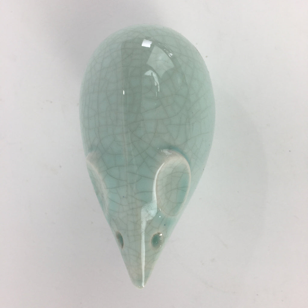 Japanese Kokeshi Doll Vtg Figurine Porcelain Zodiac Mouse Light Blue KF554