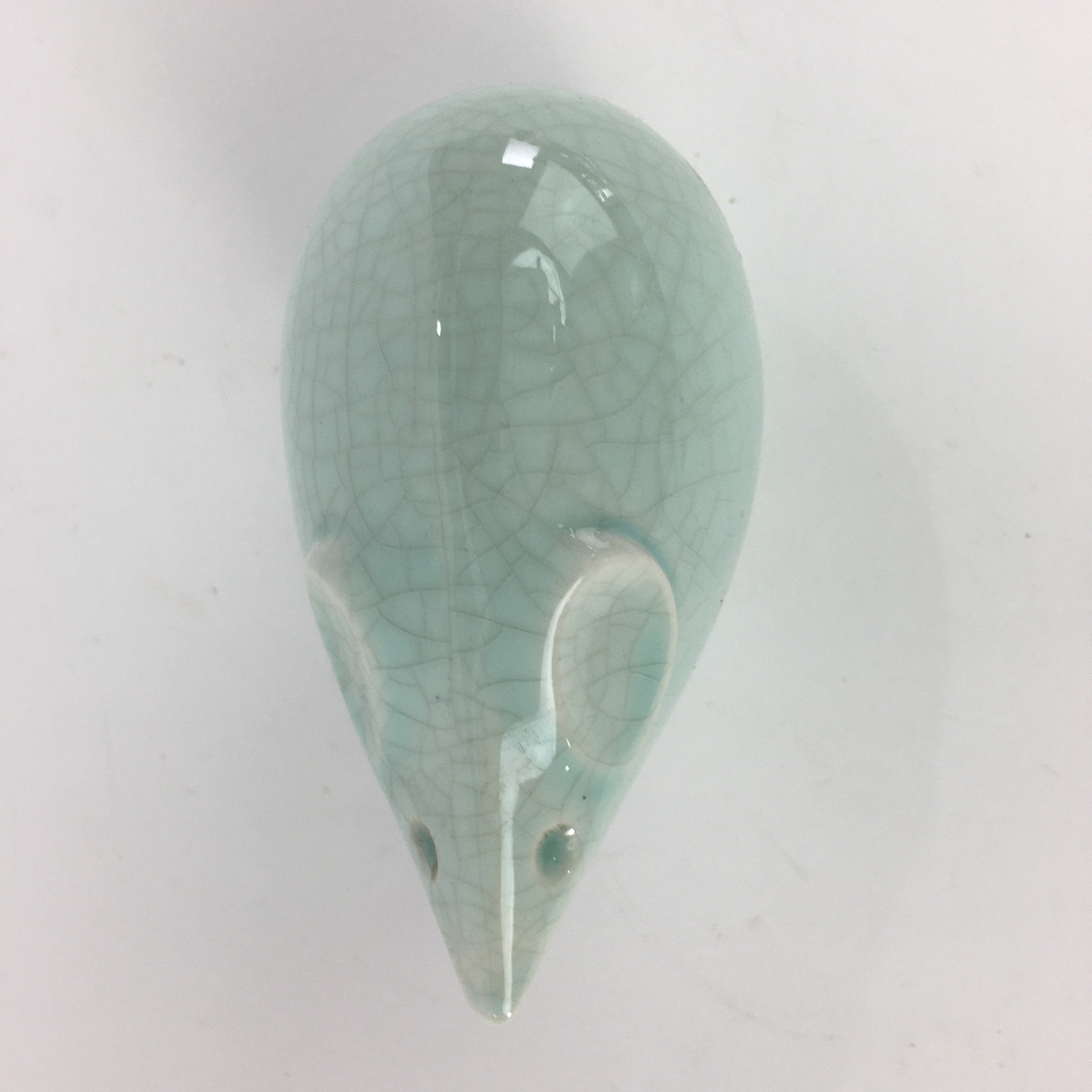 Japanese Kokeshi Doll Vtg Figurine Porcelain Zodiac Mouse Light Blue KF554