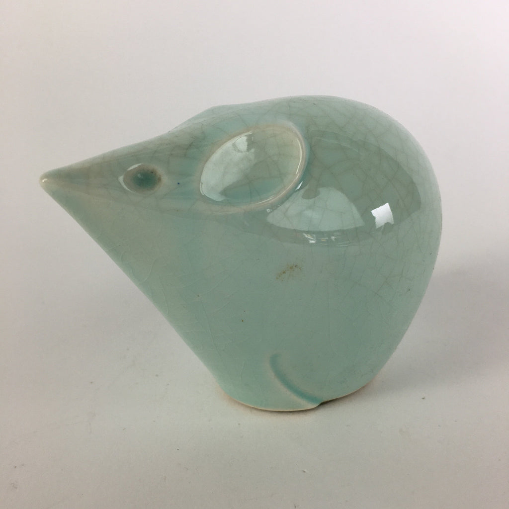 Japanese Kokeshi Doll Vtg Figurine Porcelain Zodiac Mouse Light Blue KF554