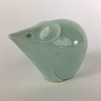 Japanese Kokeshi Doll Vtg Figurine Porcelain Zodiac Mouse Light Blue KF554