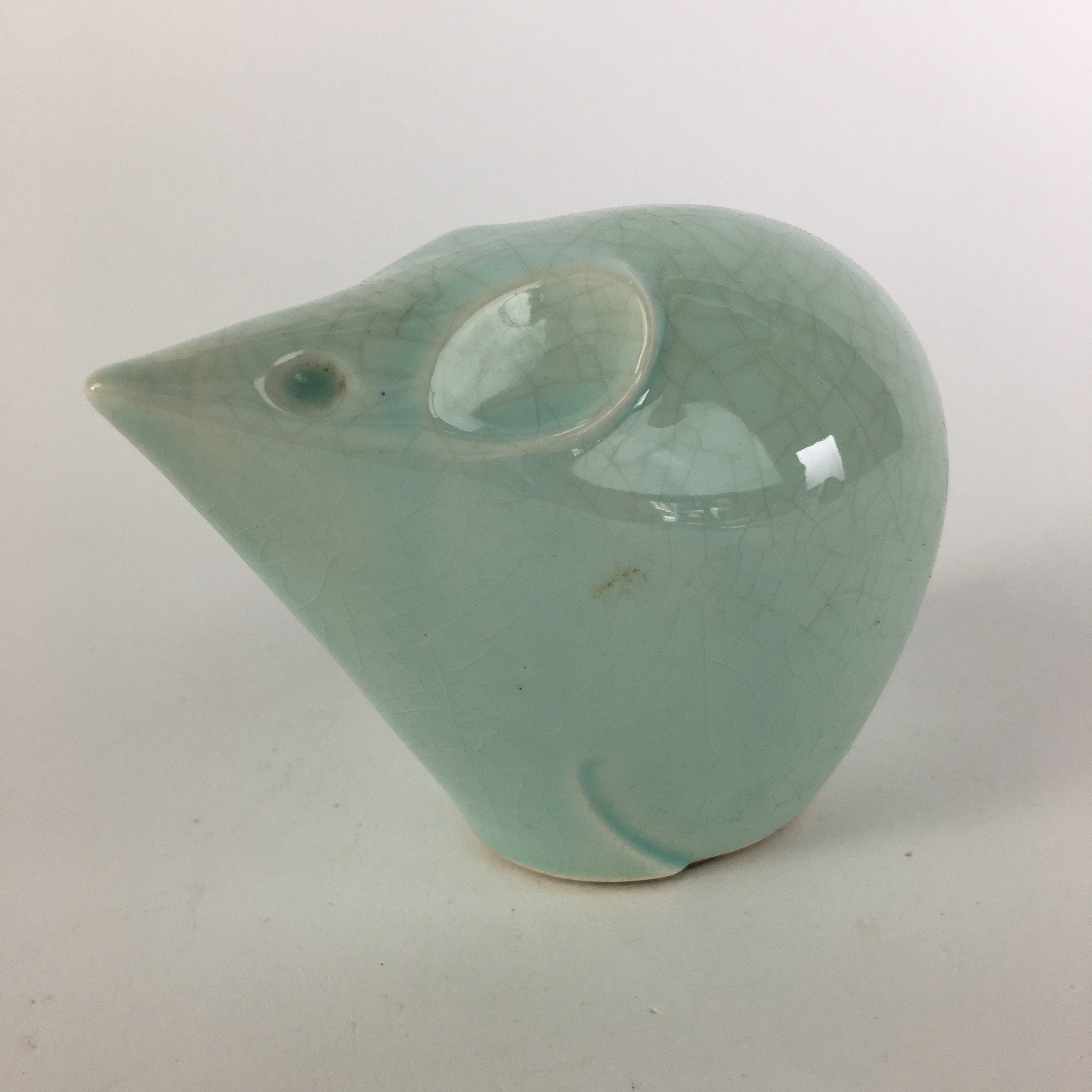 Japanese Kokeshi Doll Vtg Figurine Porcelain Zodiac Mouse Light Blue KF554