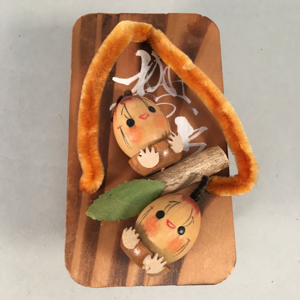 Japanese Kokeshi Doll Vtg Handmade Geta Wood Sandal Acorn Ningyo KF511