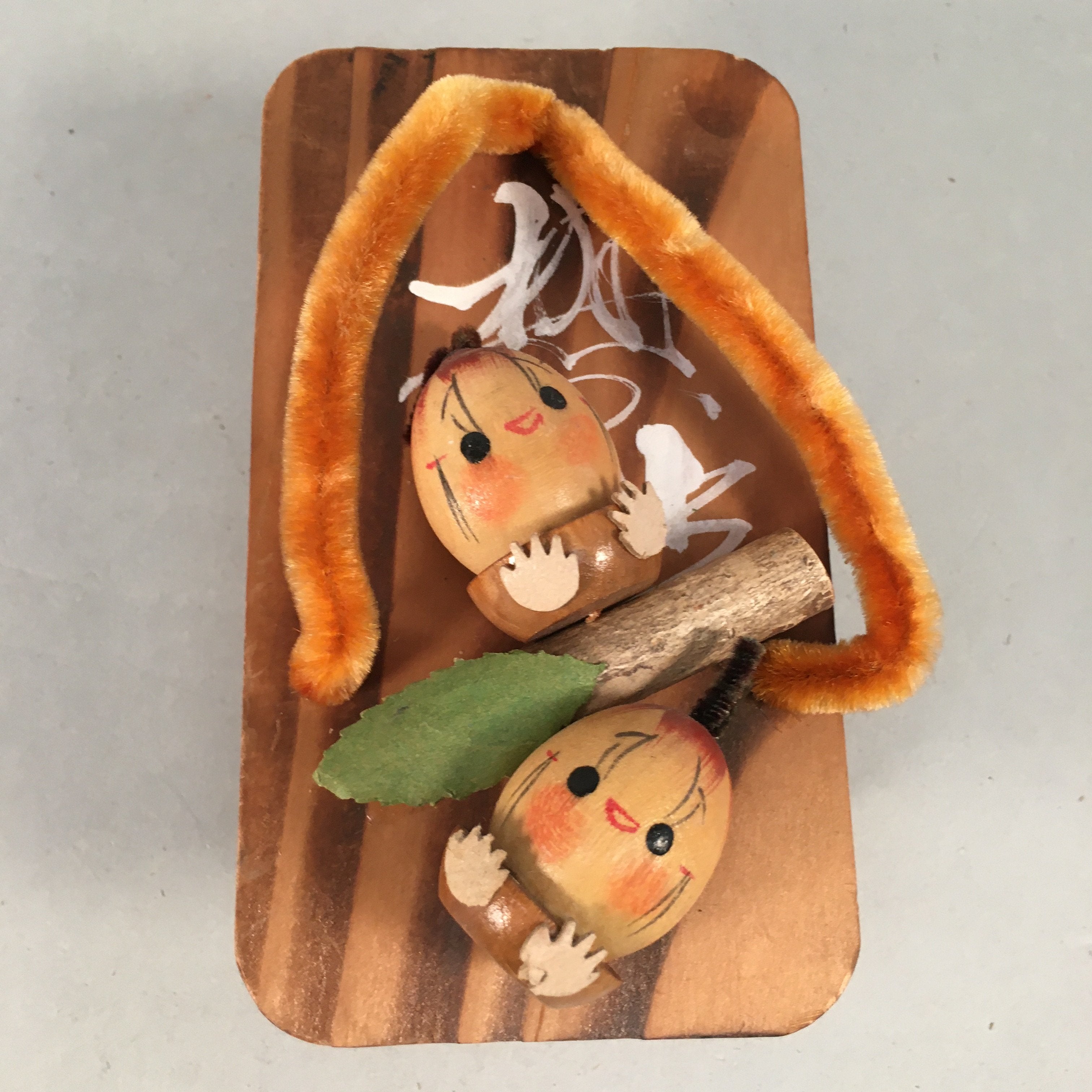 Japanese Kokeshi Doll Vtg Handmade Geta Wood Sandal Acorn Ningyo KF511