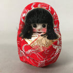 Japanese Kokeshi Doll Vtg Handmade Ornament Himedaruma Red Princess Ningyo KF514