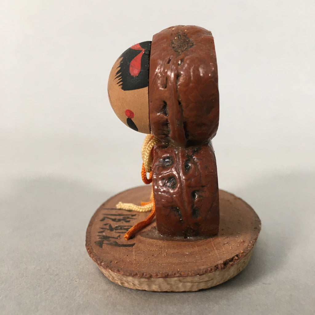 Japanese Kokeshi Doll Vtg Handmade Ornament Kids Face Twins Ningyo KF512
