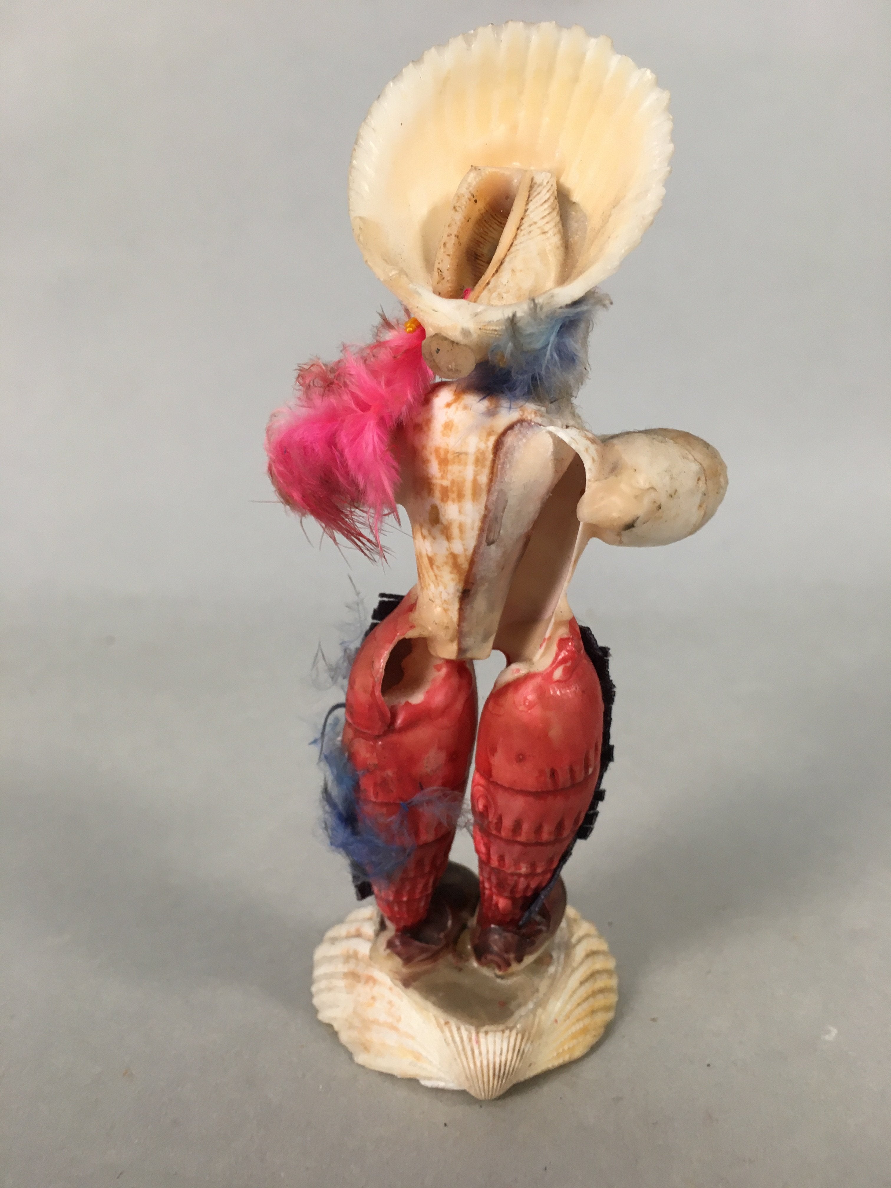 Japanese Kokeshi Doll Vtg Handmade Ornament Native Ameican Shell Ningyo KF518