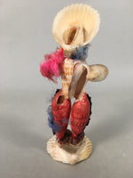 Japanese Kokeshi Doll Vtg Handmade Ornament Native Ameican Shell Ningyo KF518