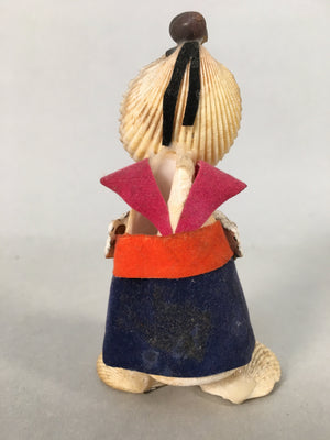 Japanese Kokeshi Doll Vtg Handmade Ornament Shell Samurai Ningyo KF515