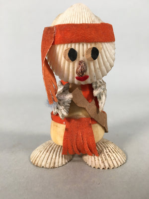 Japanese Kokeshi Doll Vtg Handmade Ornament Shell Samurai Ningyo KF516