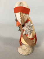 Japanese Kokeshi Doll Vtg Handmade Ornament Shell Samurai Ningyo KF516