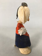 Japanese Kokeshi Doll Vtg Handmade Ornament Shell Samurai Ningyo KF517