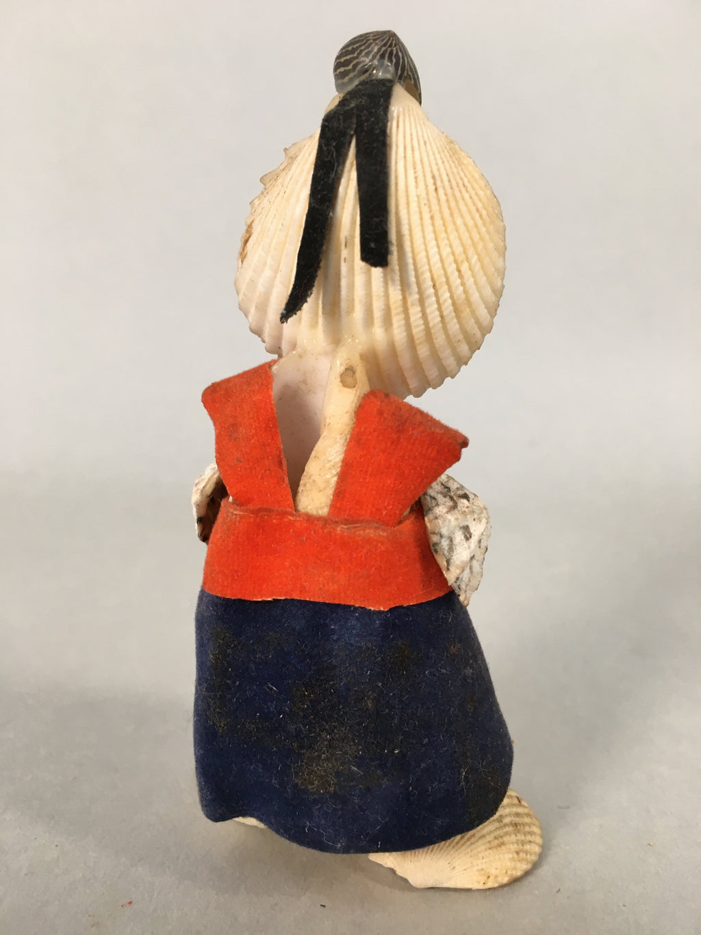 Japanese Kokeshi Doll Vtg Handmade Ornament Shell Samurai Ningyo KF517
