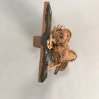 Japanese Kokeshi Doll Vtg Handmade Straw Boots Kids Ningyo KF509