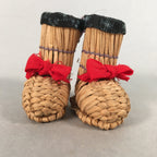 Japanese Kokeshi Doll Vtg Handmade Straw Boots Wara Nagagutsu KF537