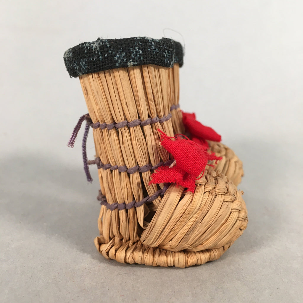 Japanese Kokeshi Doll Vtg Handmade Straw Boots Wara Nagagutsu KF537