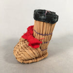 Japanese Kokeshi Doll Vtg Handmade Straw Boots Wara Nagagutsu KF537
