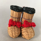 Japanese Kokeshi Doll Vtg Handmade Straw Boots Wara Nagagutsu KF537