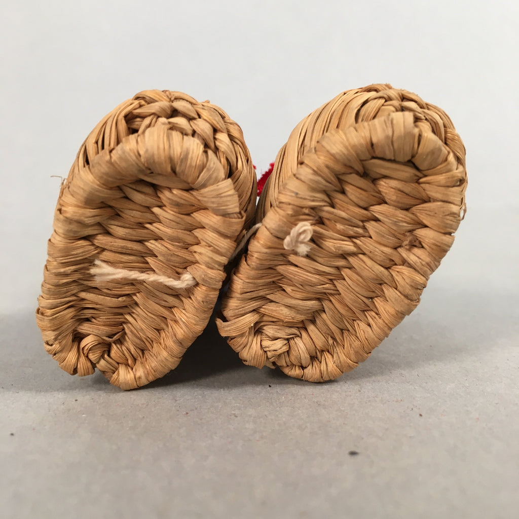 Japanese Kokeshi Doll Vtg Handmade Straw Boots Wara Nagagutsu KF537