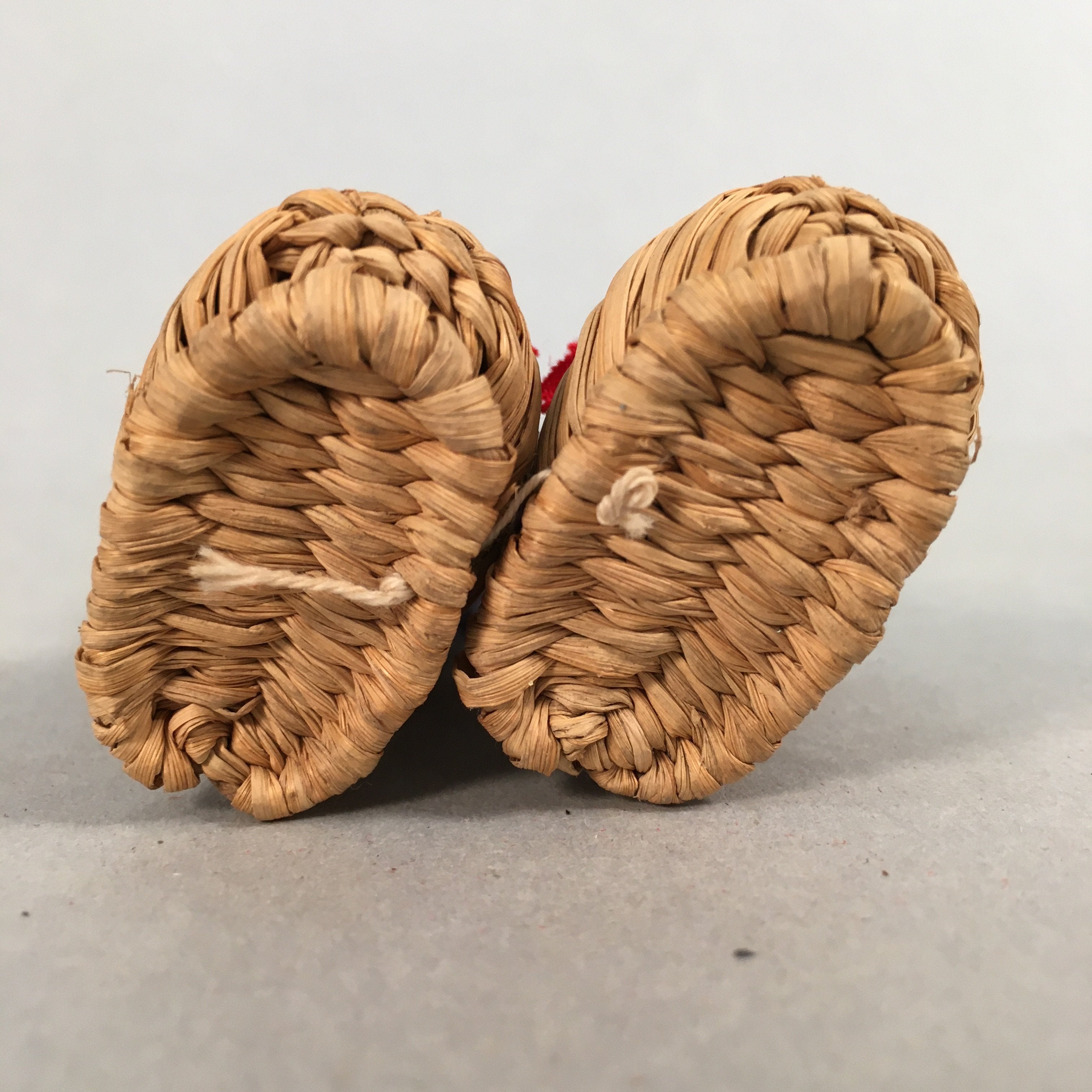 Japanese Kokeshi Doll Vtg Handmade Straw Boots Wara Nagagutsu KF537