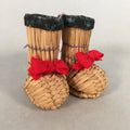 Japanese Kokeshi Doll Vtg Handmade Straw Boots Wara Nagagutsu KF537