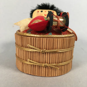 Japanese Kokeshi Doll Vtg Handmade Straw Craft Baby Barrel Red KF536