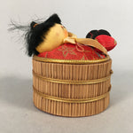 Japanese Kokeshi Doll Vtg Handmade Straw Craft Baby Barrel Red KF536