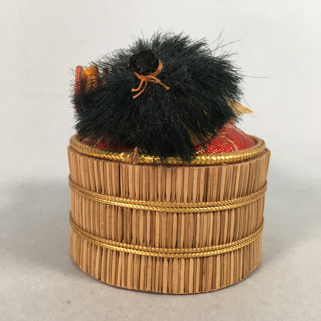 Japanese Kokeshi Doll Vtg Handmade Straw Craft Baby Barrel Red KF536