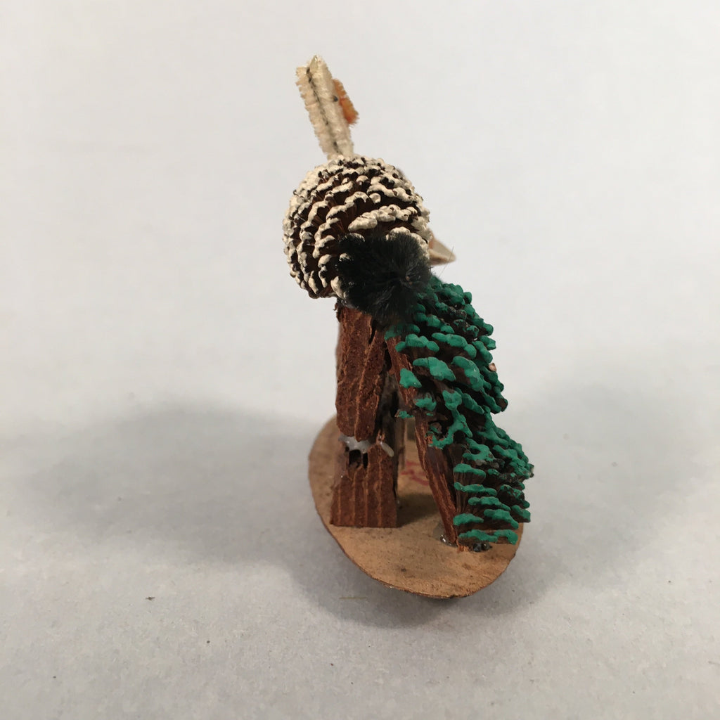 Japanese Kokeshi Doll Vtg Handmade Wood Shell Craft Figurine Bird KF532