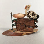 Japanese Kokeshi Doll Vtg Handmade Wood Shell Craft Figurine Bird KF532