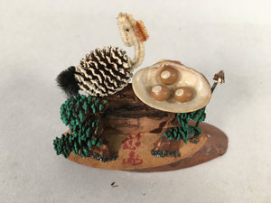 Japanese Kokeshi Doll Vtg Handmade Wood Shell Craft Figurine Bird KF532