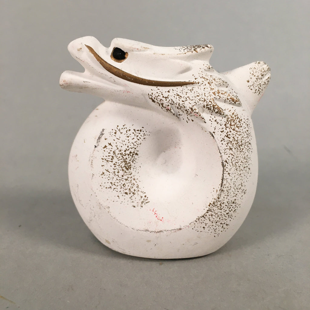 Japanese Kokeshi Doll Vtg Plaster Figurine Zodiac Dragon Okimono White KF529