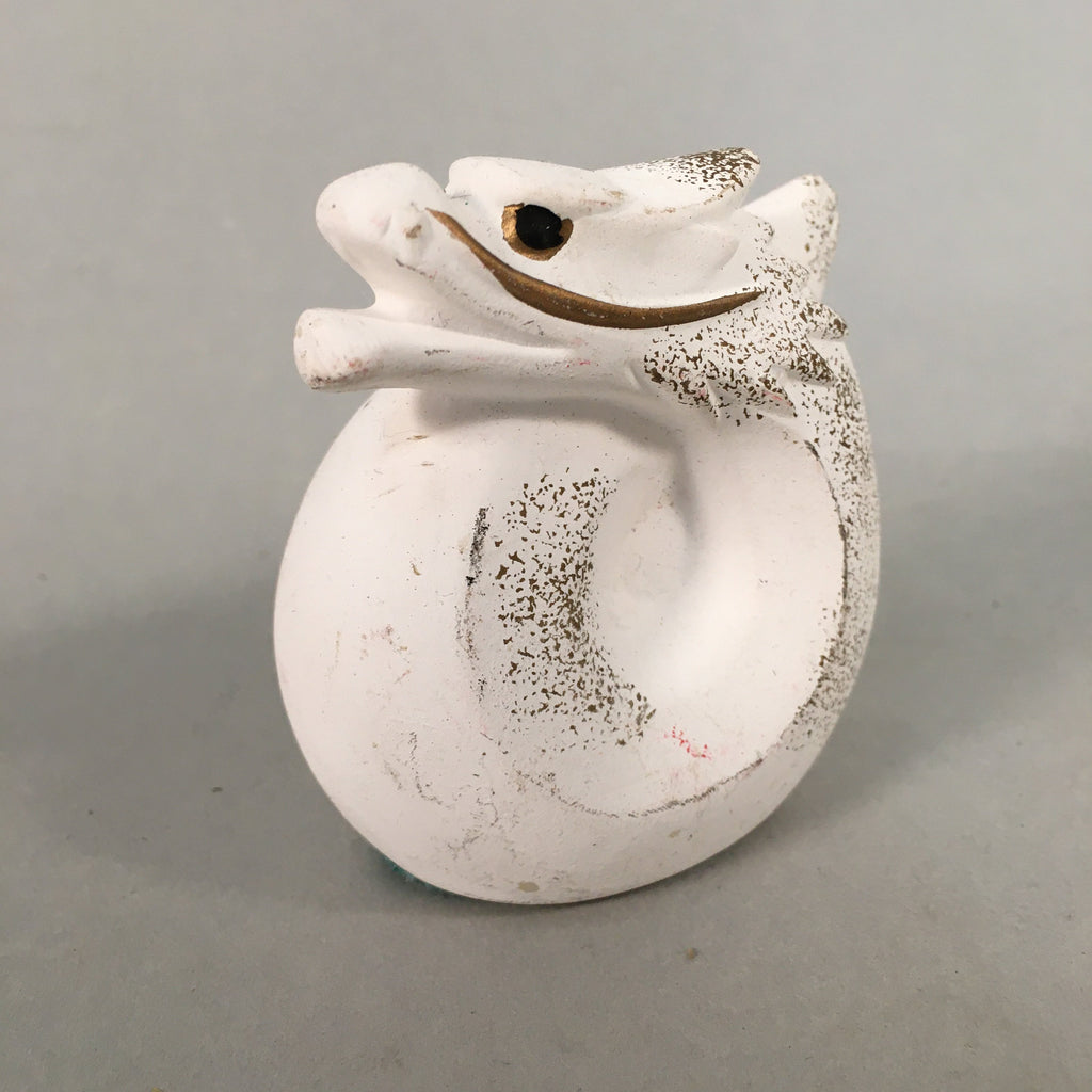Japanese Kokeshi Doll Vtg Plaster Figurine Zodiac Dragon Okimono White KF529