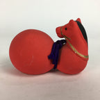 Japanese Kokeshi Doll Vtg Plaster Figurine Zodiac Horse Okimono Red KF558