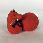 Japanese Kokeshi Doll Vtg Plaster Figurine Zodiac Horse Okimono Red KF558