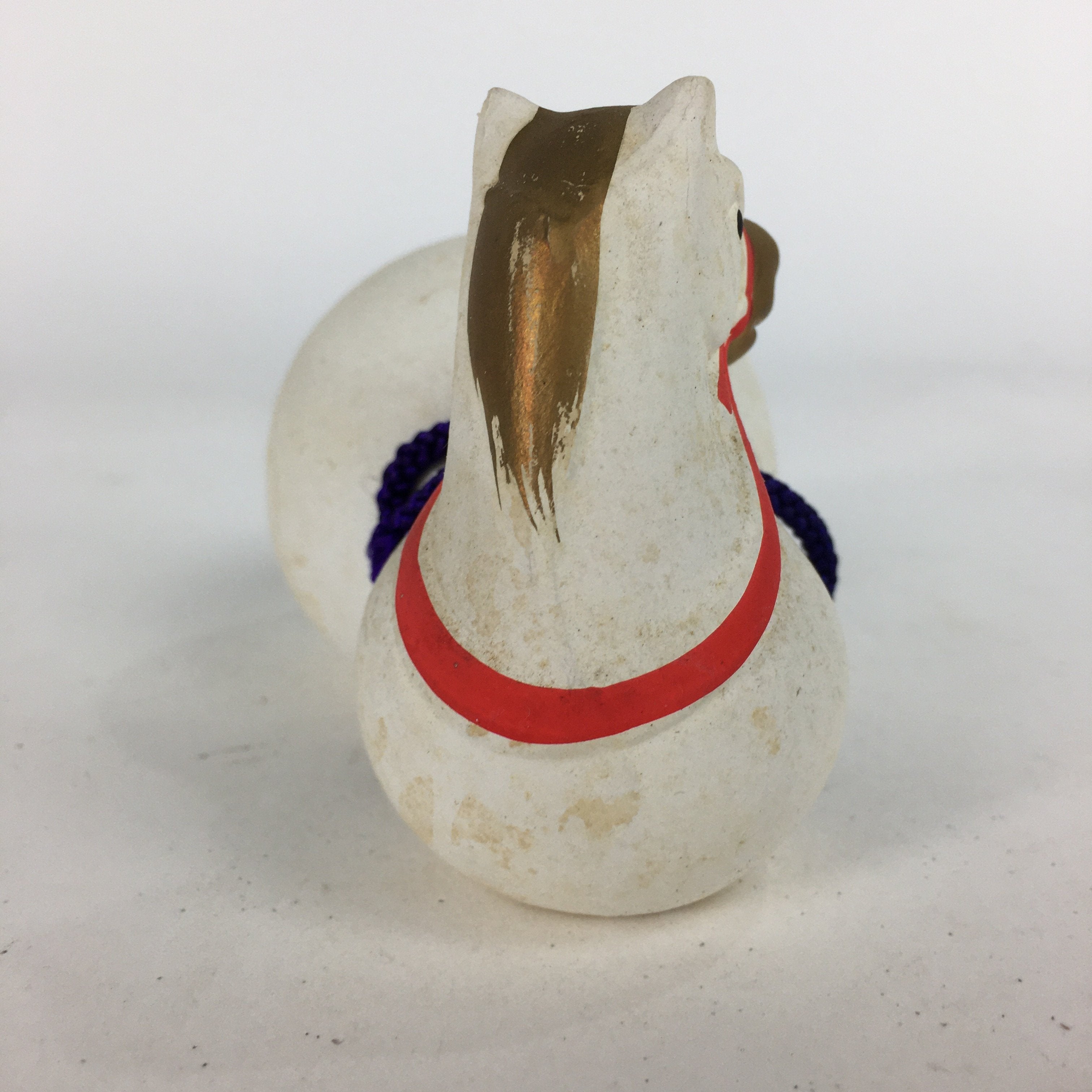 Japanese Kokeshi Doll Vtg Plaster Figurine Zodiac Horse Okimono White KF559