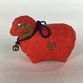 Japanese Kokeshi Doll Vtg Plaster Figurine Zodiac Sheep Okimono Red KF557