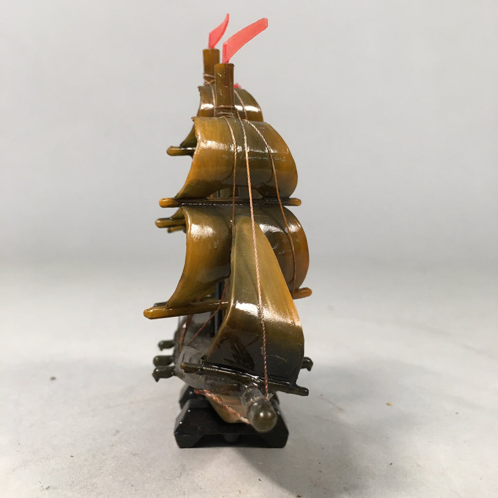 Japanese Kokeshi Doll Vtg Resin Figurine Sailing Ship Boat Brown KF429