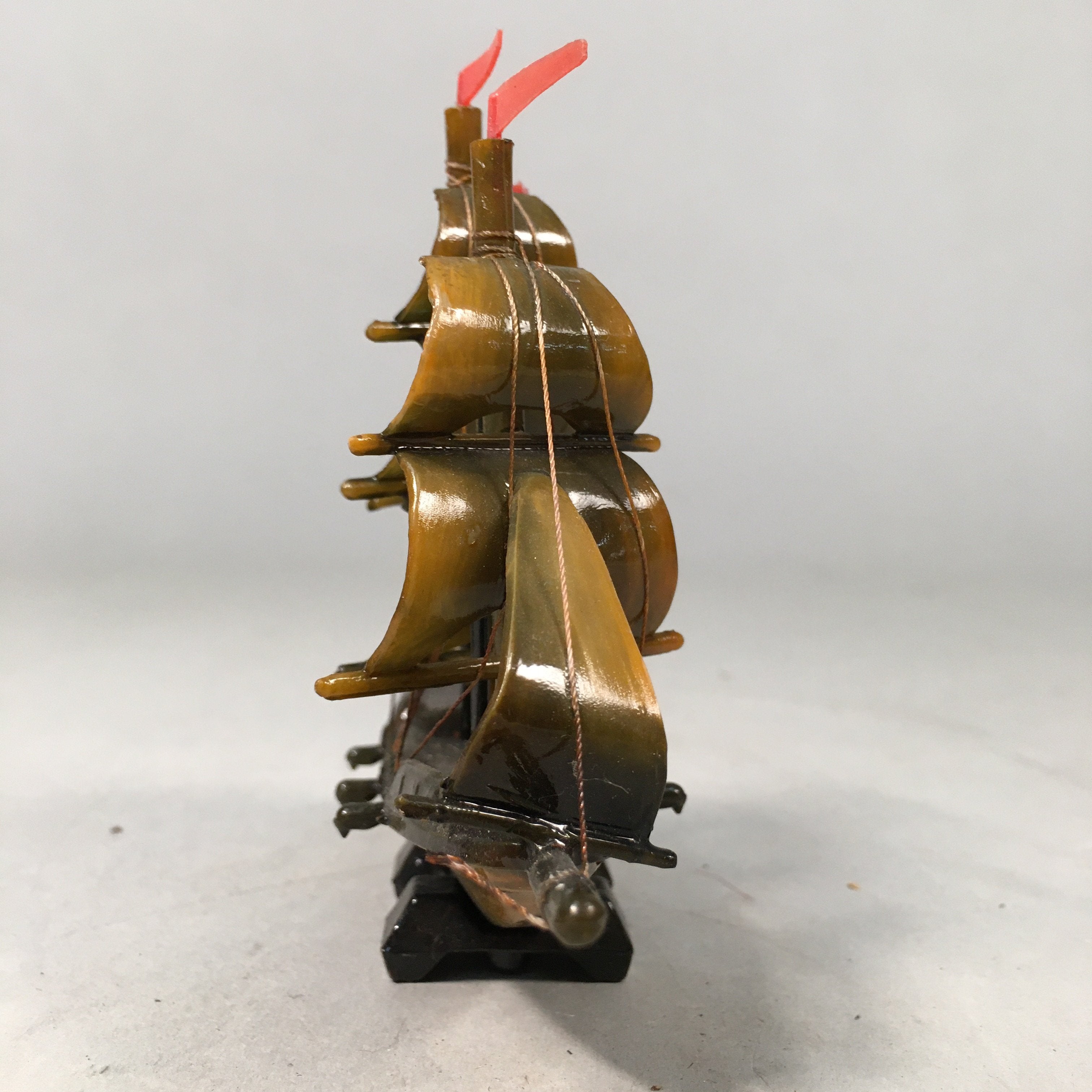 Japanese Kokeshi Doll Vtg Resin Figurine Sailing Ship Boat Brown KF429