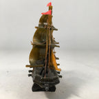 Japanese Kokeshi Doll Vtg Resin Figurine Sailing Ship Boat Brown KF429
