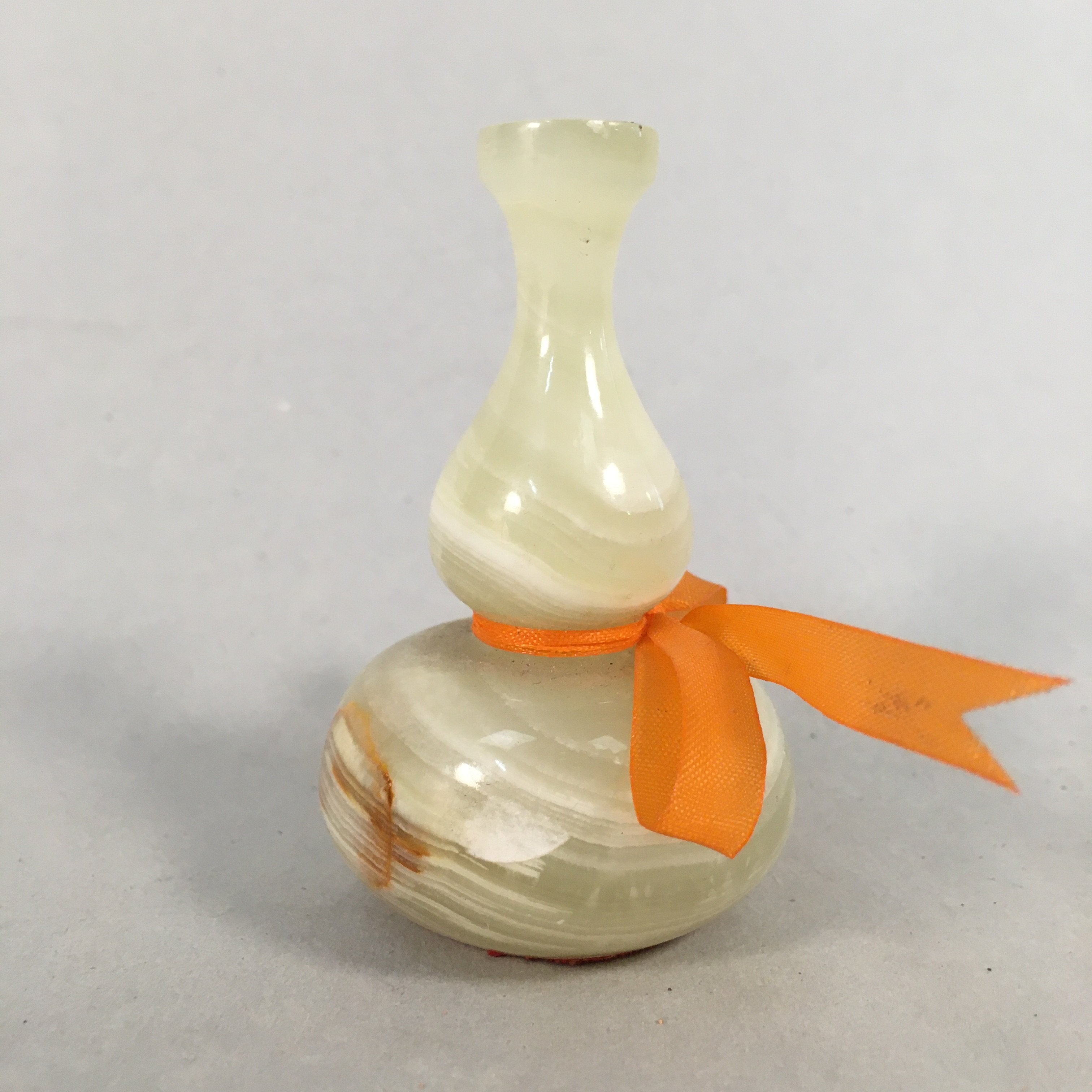 Japanese Kokeshi Doll Vtg Stone Figurine Gourd Lucky Charm White KF525