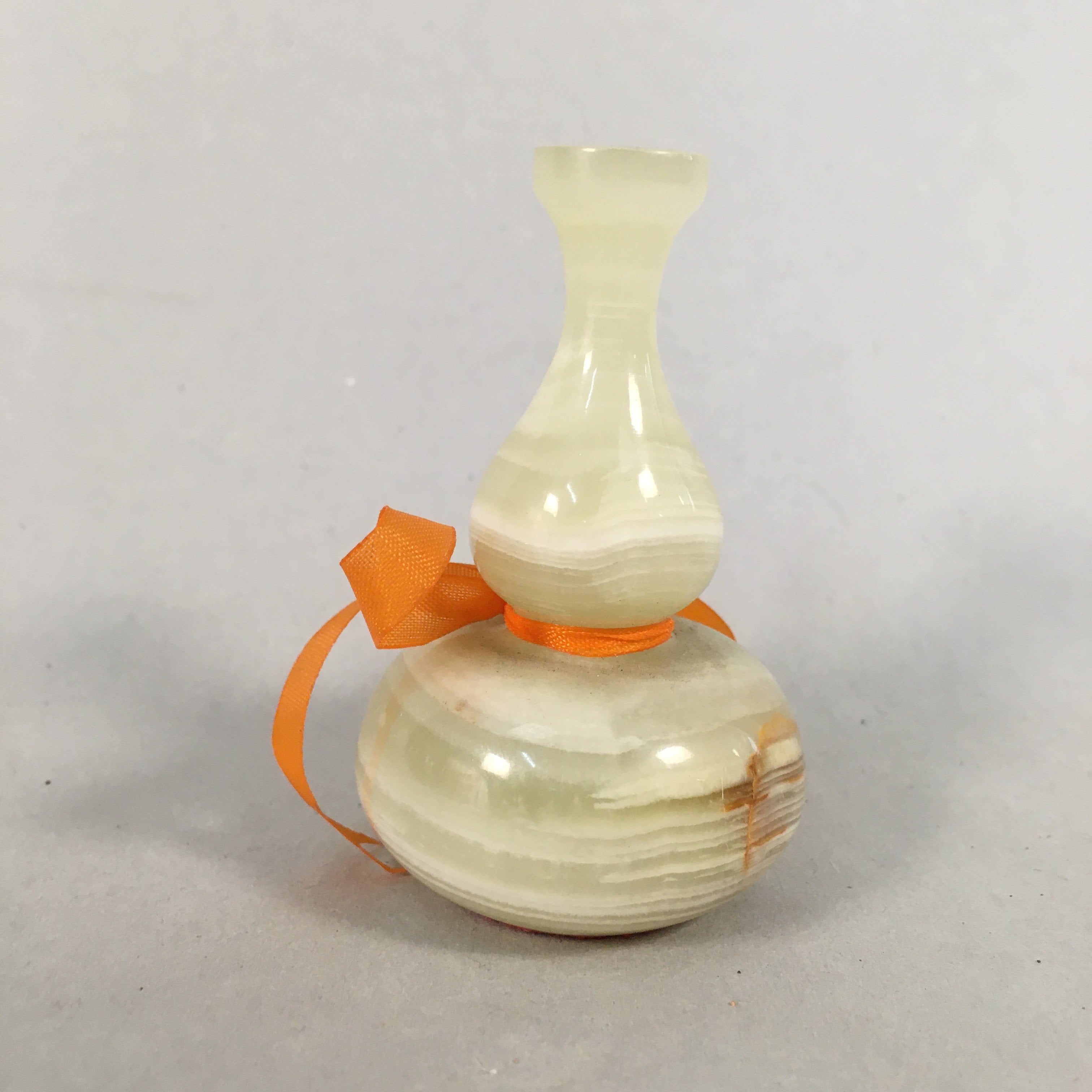 Japanese Kokeshi Doll Vtg Stone Figurine Gourd Lucky Charm White KF525