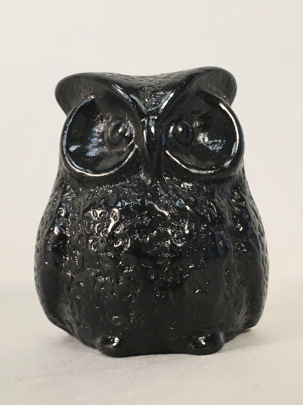 Japanese Kokeshi Doll Vtg Stone Figurine Owl Bird Lucky Charm Black KF495