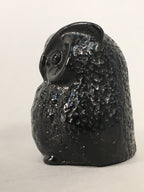 Japanese Kokeshi Doll Vtg Stone Figurine Owl Bird Lucky Charm Black KF495