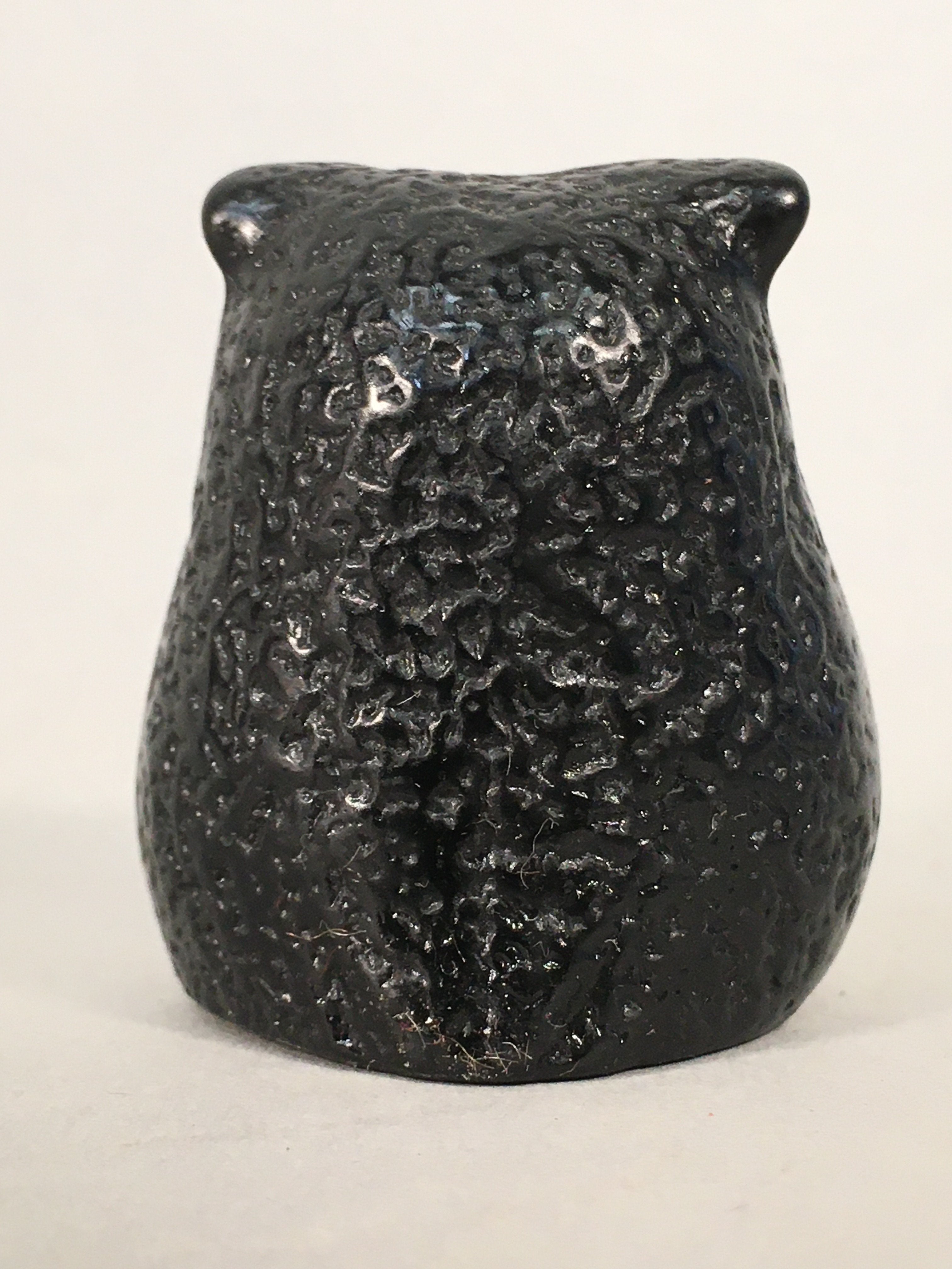 Japanese Kokeshi Doll Vtg Stone Figurine Owl Bird Lucky Charm Black KF495