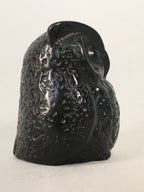 Japanese Kokeshi Doll Vtg Stone Figurine Owl Bird Lucky Charm Black KF495