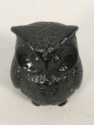 Japanese Kokeshi Doll Vtg Stone Figurine Owl Bird Lucky Charm Black KF495